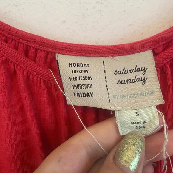 ANTHROPOLOGIE Saturday Sunday watermelon maxi dress sz S - Picture 3 of 7